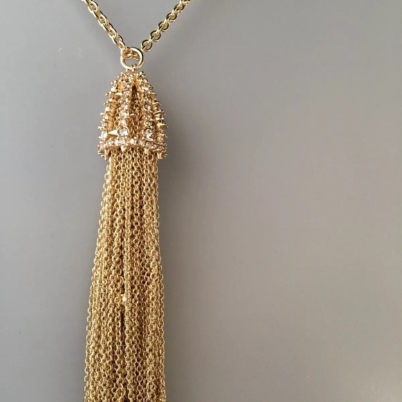 Alexis Bittar Gold Cascading Chain Tassel with Peekaboo Crystals Long Necklace - Picture 6 of 14